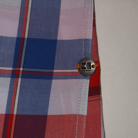 Hugo Boss Orange colorful plaids men's dress shirt - Picture 8 of 9